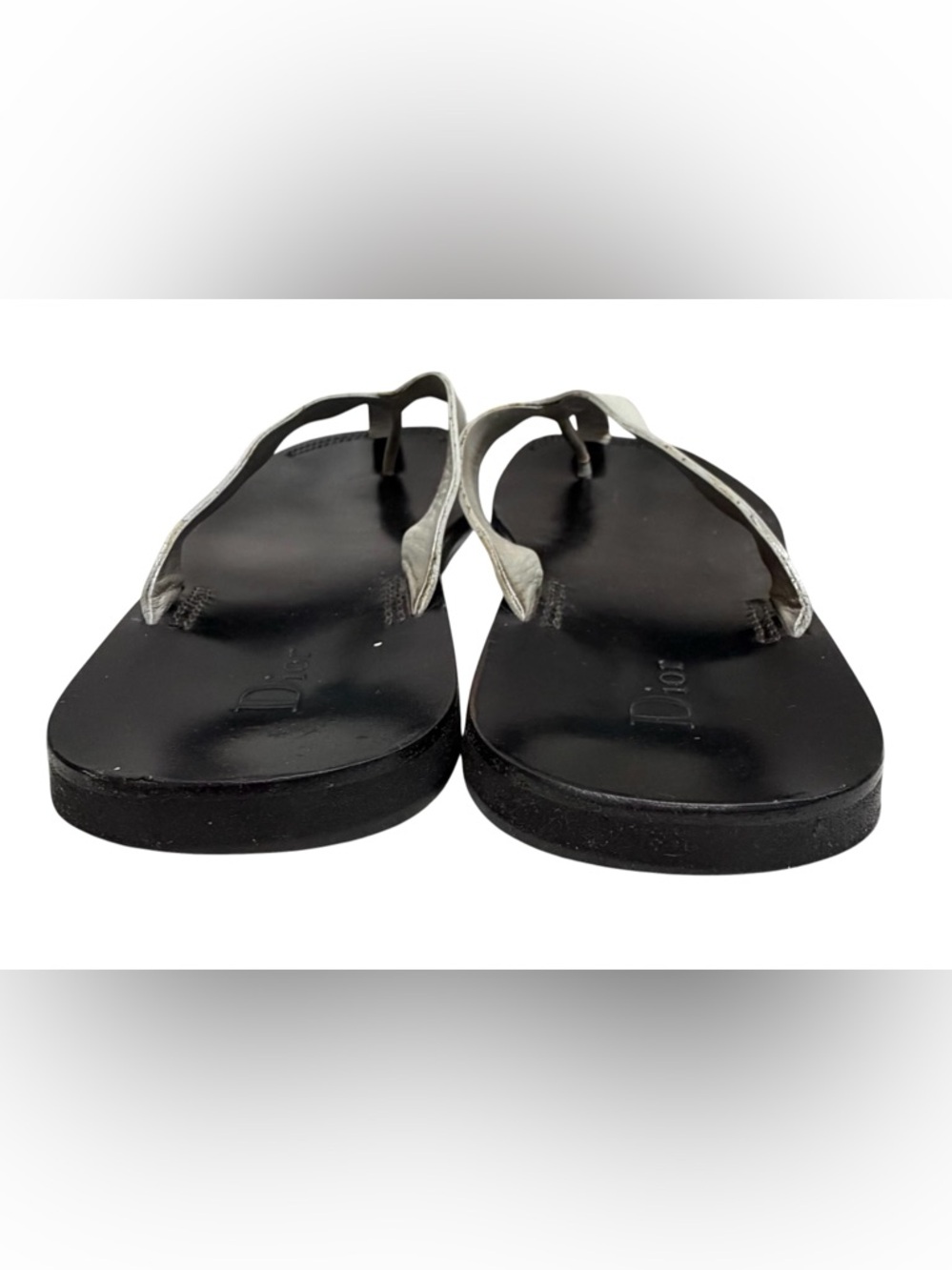 Vintage Dior Sandals Black Gray Leather Strappy 2000s Rare Minimalist - Picture 4 of 7